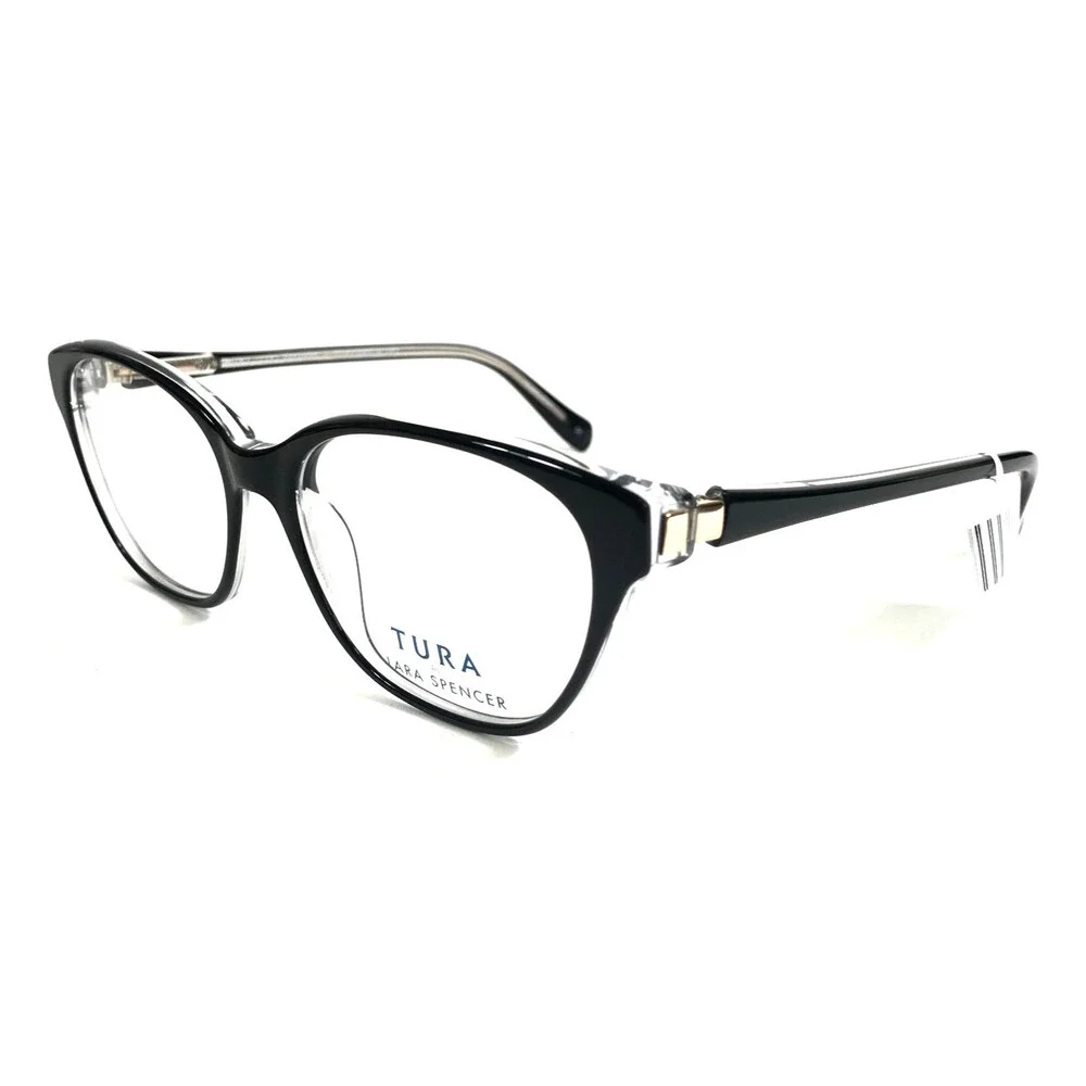 Tura by Lara Spencer Eyeglasses Frame LS114 BLK Black on Clear Cat Eye 53-16-135